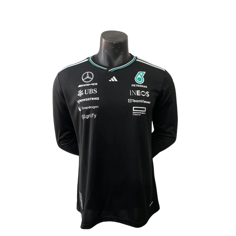 Lançamento Camiseta Manga Longa Preta Mercedes - 2025